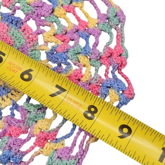 Handmade Vintage Crochet Doilies Pastel Rainbow Cotton Grandma Chic Lot of 3 - Picture 5 of 5